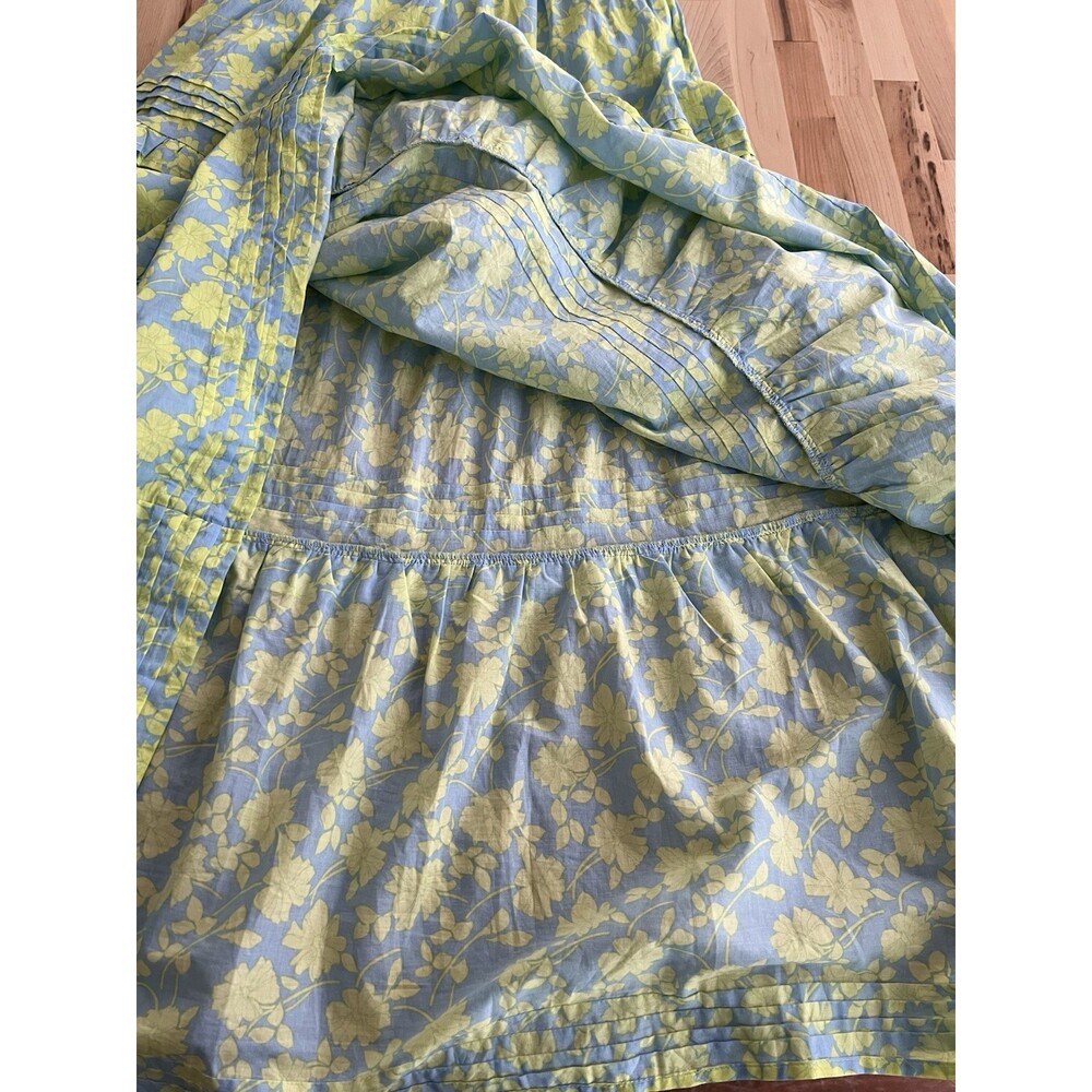 Avara Tiered Maxi Dress Pleated Straps Ruffles Smocked Boho Blue Floral S - Picture 4 of 12